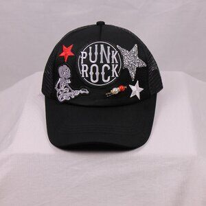 Punk Rock Black Hat with Star Accents